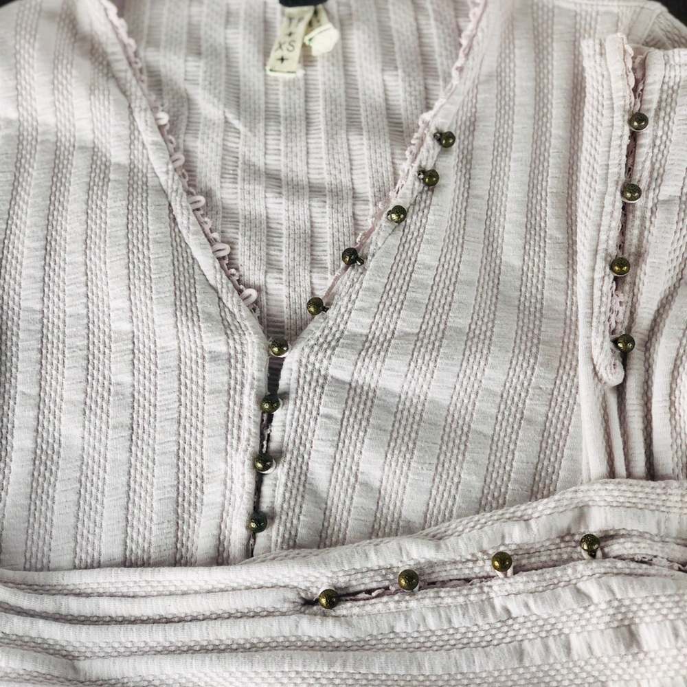 Free People Fitted Ribbed Ballet Pink Henley - Picture 11 of 16